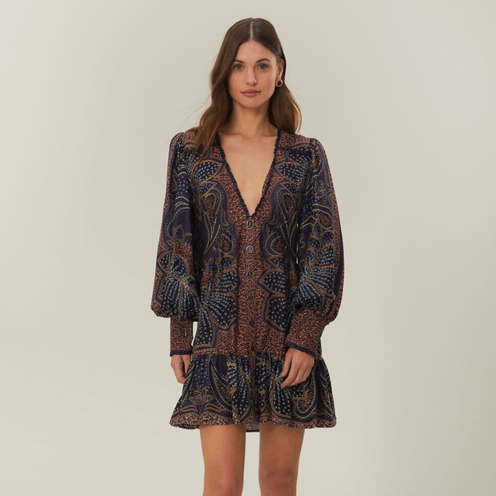 FARM Rio Multicolor Paisley Long Sleeve Dress - Picture 2 of 9